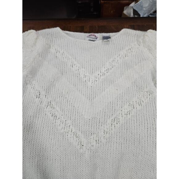 Vintage Helium Cream Off White Sweater Sz M Delicate Cottagecore Puff Sleeve - Picture 4 of 7